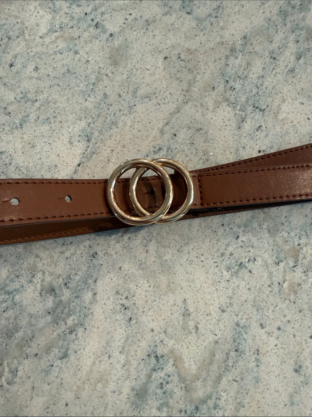 SHEIN Brown Double-Ring Buckle Belt
